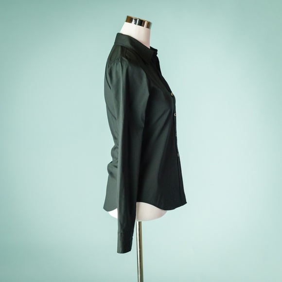 Theory Size 4 Black Long Sleeve Button Down Top - Picture 3 of 5